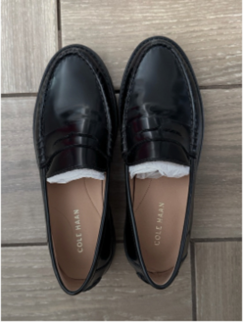 NWOT Cole Haan Treena Lug Penny Loafers - Black Leather